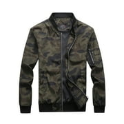 Xysaqa Men's Slim Fitted Lightweight Bomber Jacket Mens Long Sleeve Windbreaker Coat Jackets Pockets Fashion Camouflage Spring Fall Jackets for Men M-7XL(Available in Big \u0026 Tall) Camouflage